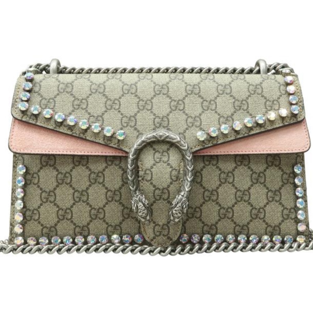 GUCCI DIONYSUS Small 💎 Crystal-embellished Supreme Canvas Shoulder Bag purse 👛